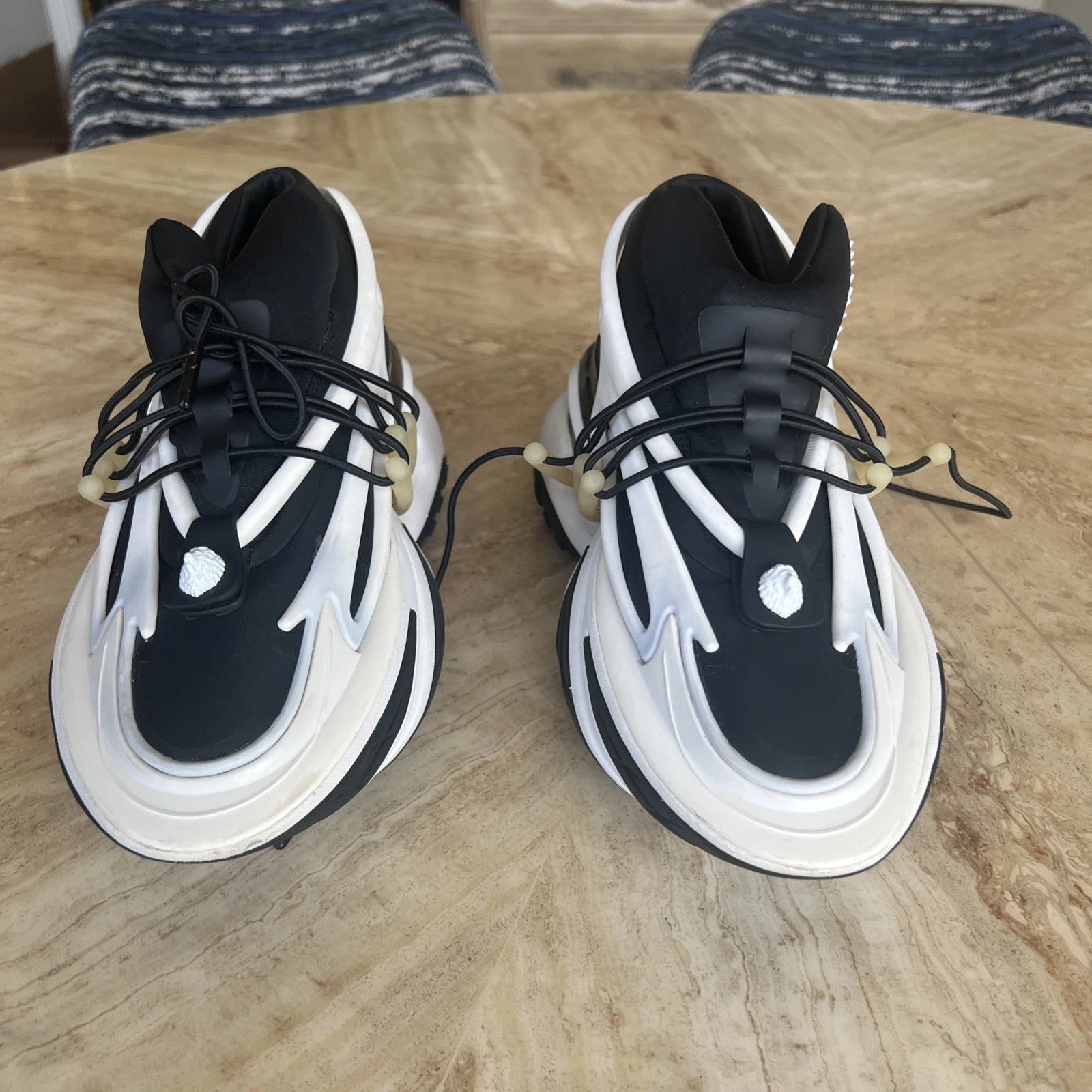 Balmain Unicorn Sneakers Neopren Calfskin Black/White - Shoe Boxs