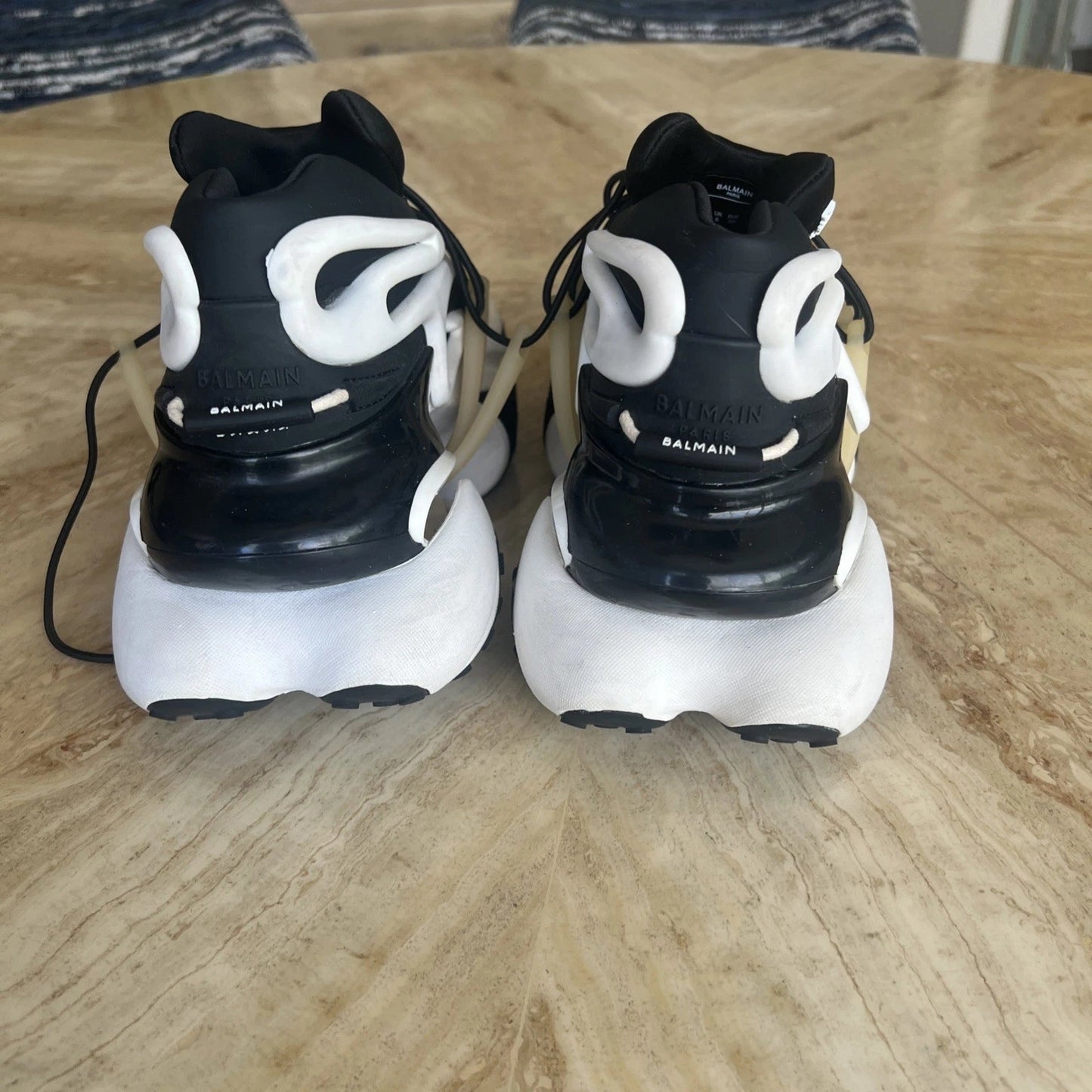 Balmain Unicorn Sneakers Neopren Calfskin Black/White - Shoe Boxs