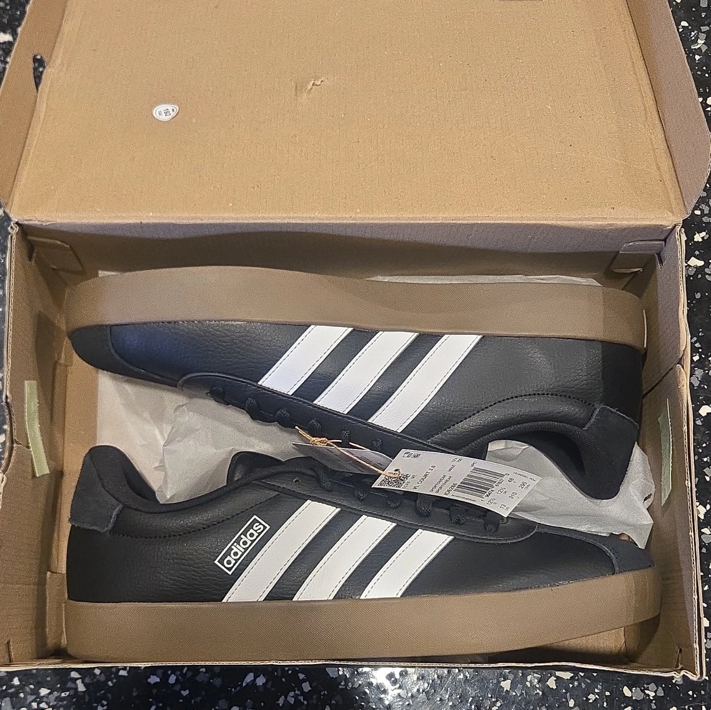 Adidas VL Court 3.0 Black/White Gum Low Top Leather Lace Up